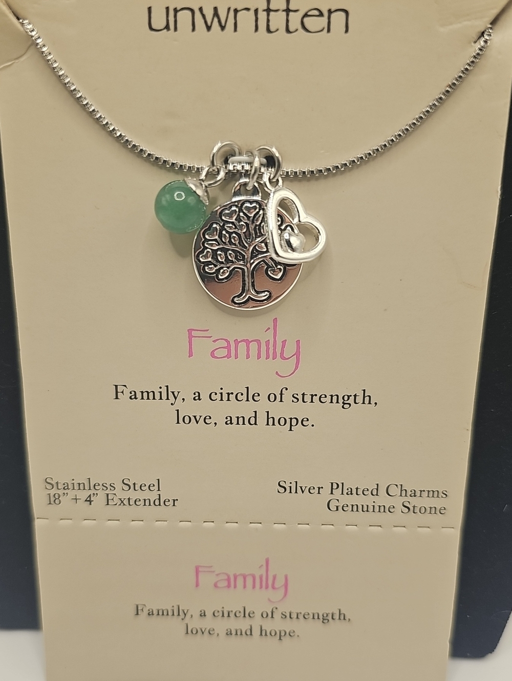 Beautiful Necklace With Charms,(silver Plate. Genuine Stone. NWT Nice Gift